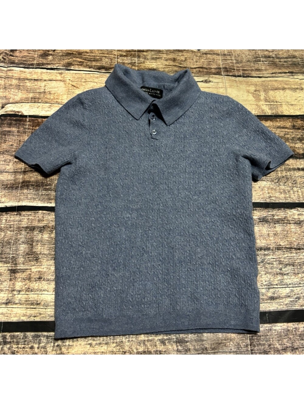 Christian Lacroix Sweater Womens Small Merino Wool Polo Short Sleeve